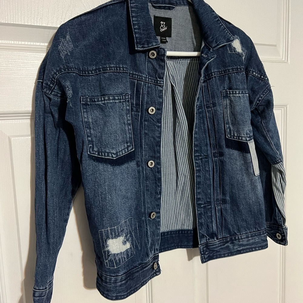Art Class Denim Patches Boy Jean Jacket M (8-10)